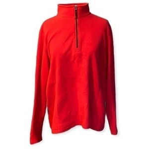 Lands End Quarter Zip Fleece Pull Over therma check red/black large